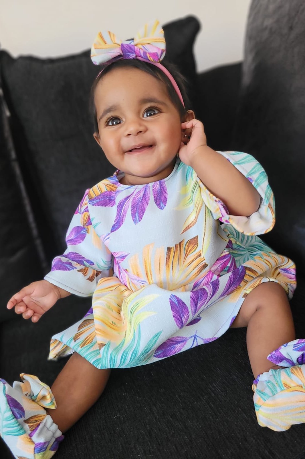 Baby Girls Leaf Printed Dress