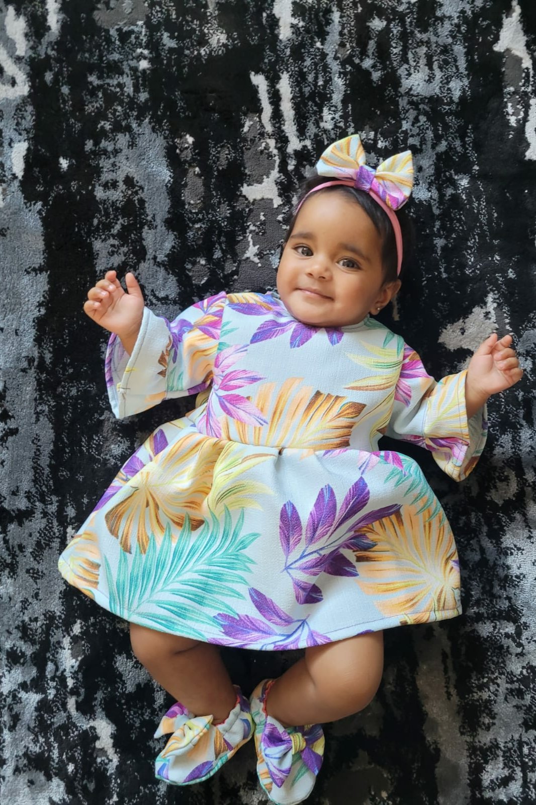 Baby Girls Leaf Printed Dress