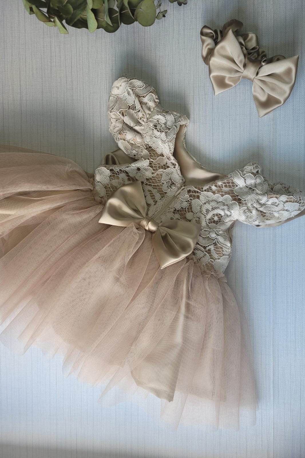 3-6m Baby Girls Beige Lace Tutu Dress