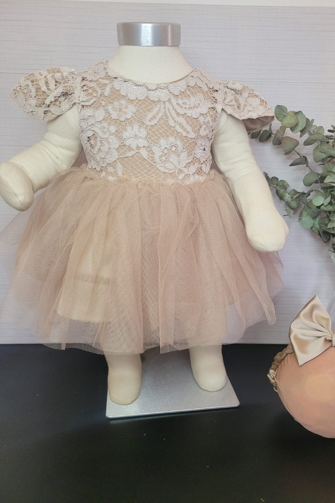 3-6m Baby Girls Beige Lace Tutu Dress