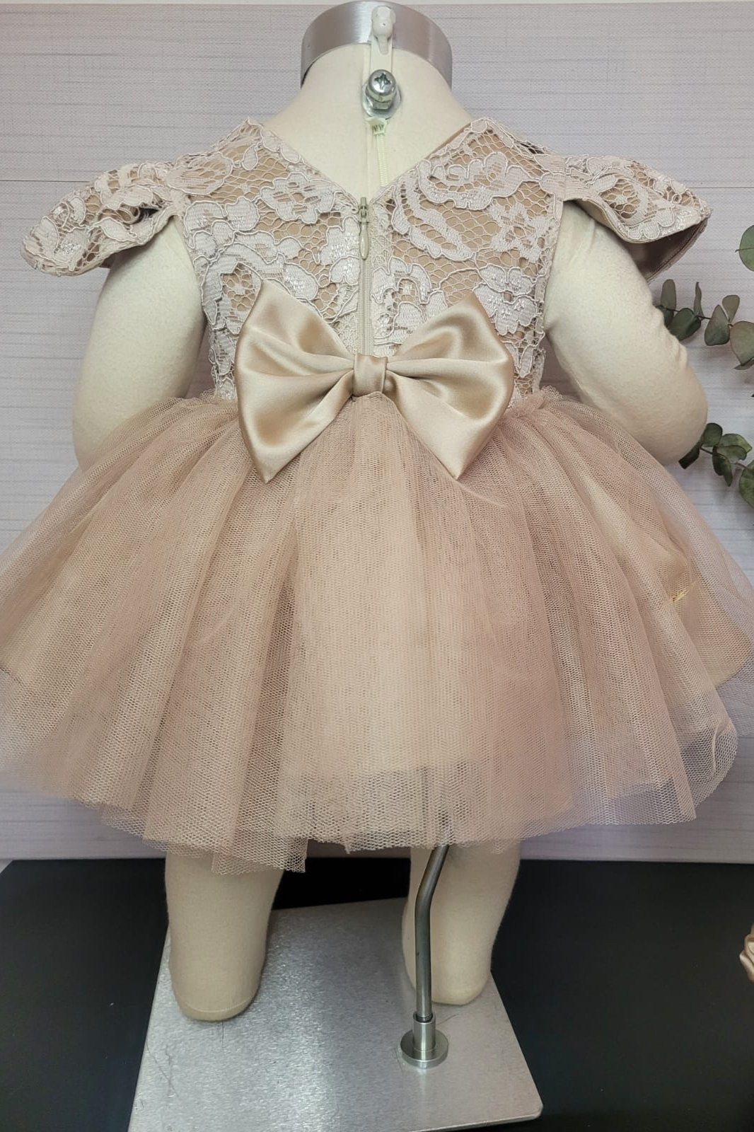 3-6m Baby Girls Beige Lace Tutu Dress