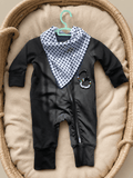 3-6M Babies Black Zip Romper