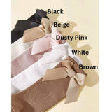 Nude Bow Knee High Socks