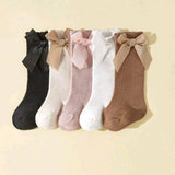 Nude Bow Knee High Socks