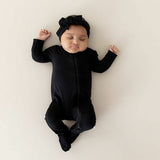 Baby Girls & Boys Black Zip Sleepsuit