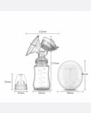 Measurement chart of an electric breast pump with dimensions labeled.