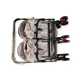 Folded stroller on a white background