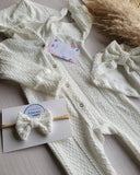 3-6M Baby Girls Hooded Sleepsuit Set